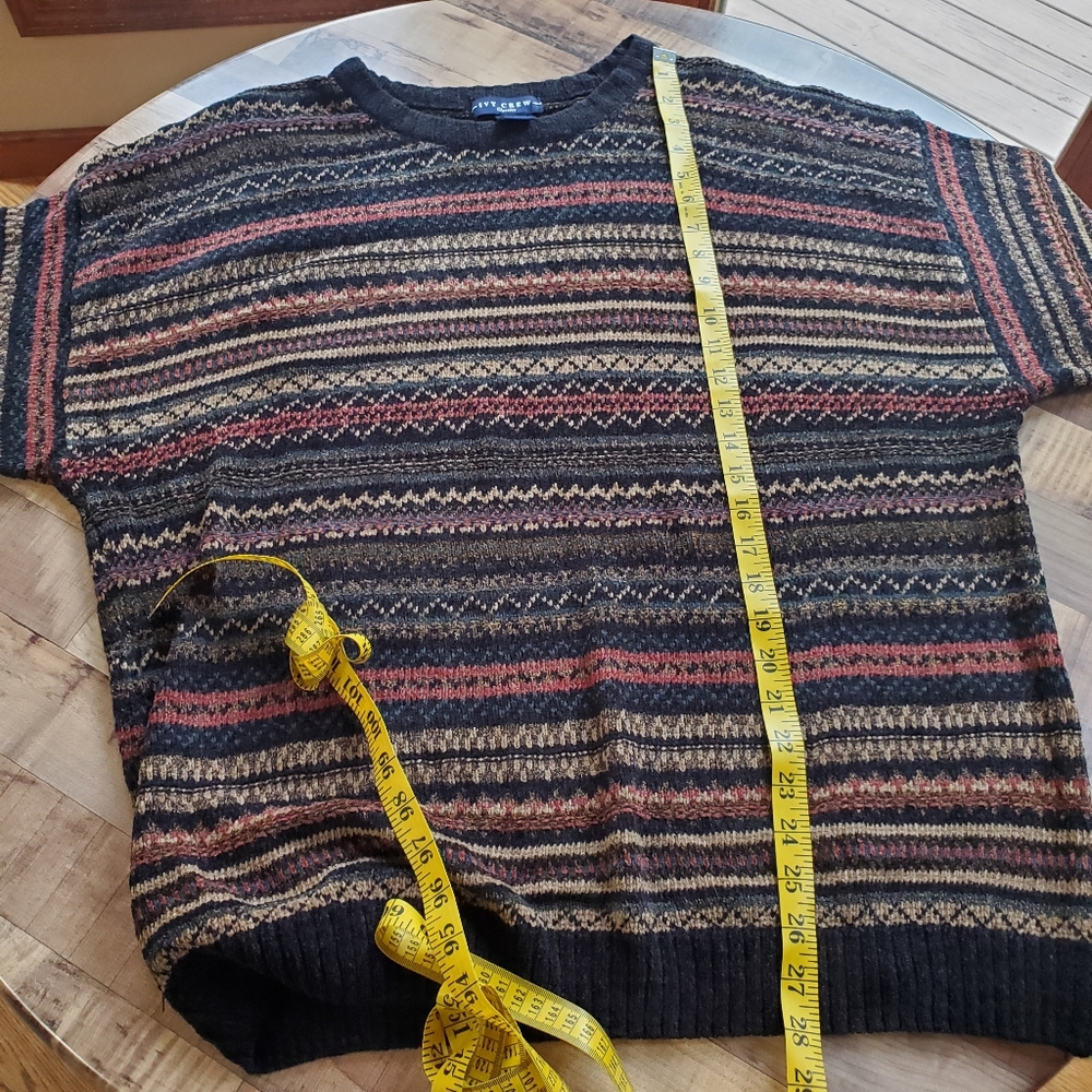 Vintage 90s Ivy Crew Pullover Crewneck Multicolor Sweater Indie Grandpa Fall XXL - Picture 12 of 15